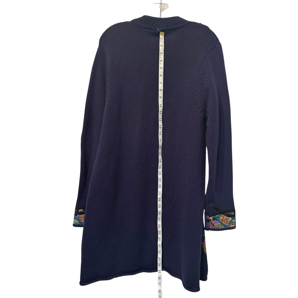 Koos of Course‎ Lagenlook Cardigan Women L Navy Open Front Floral Artsy Boho - Picture 5 of 7